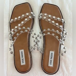 💎 WORN ONCE 💎 Steve Madden Skyler Studded Multi strapped Slide Sandals Sz 9.5